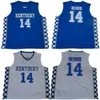 Uomini 14 Tyler Herro Custom Kentucky college maglie blu bianco personalizza il basket universitario indossa l'ordine della miscela di jersey cucito per adulti