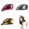 Women's Sequins Beret Fashion England Retro Cap Adjustable Two-Color Flip-Spreader Painter Hat Party gift 3 color Adjustable Size RRA25