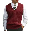 2020 남자 뜨개질 스웨터 조끼 단단한 색상 캐시미어 스웨터 소매없는 풀 오버 남자 v- 넥 슬림 니트 양복 조끼
