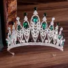 Kmvexo barok goud zilver bladeren kristal steentjes bruiloft kroon luxe grote koningin tiaras hoofdband voor bruids haaraccessoires CJ191226