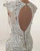 Luxury Beading Crystals Mermaid Wedding Dresses Sheer Jewel Neck Sleeveless Lace Appliques Wedding Dress Bridal Gowns Plus Size