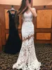 Sexy Wit Nigeriaanse kant Mermaid Prom Avondjurken V-hals Sleutelgat Backless Mermaid Prom Dress Avondjurken Feest voor Speciale Gelegenheid