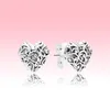 Retro 925 Sterling Silver Stud Earring Women Girls Wedding Jewelry Original logo box for pandora Love heart Earrings
