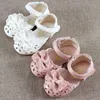 Weiß Rosa Baby Kleinkind Kleine Mädchen Säuglingsommer Bogen Prinzessin Kleid Sandalen Für Mädchen flache Hohl Sweet Leder Sandalen Schuhe