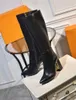 Luxury New Womens Winter 9.5cm Högklackat Vinter Knä 15inch Cowboy Boots Lady Cow Leather Boots SZ35-40