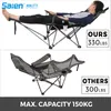 Chaise de camping pliante avec repose-pieds Chaise longue en maille avec porte-gobelet et sac de rangement Chaise de camping pliante inclinable pour activités de plein air (Gris