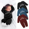 Barn kläder baby brev tryckta rompers pojkar flickor långärmad jumpsuits vår höst varma onesies byxor spädbarn boutique kläder cyp618