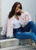 Ny Höst Vinter Kvinnors Faux Fur Jacka Rosa Rosa Vit Parthwork Lady's Female Outerwear Coats Capa C3932