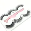 High quality free sample 3 pairs mink eyelashes mix style with pink tweezers mink lashes supply custom lashes packaging