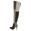 Gorąca Sprzedaż - Nowe Buty Mody Lady Buty Ostrzy Spiczasty Mieszany Kolor Blok High Heels Winter Thigh-High Buty Damskie Buty Botas