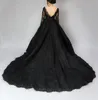 Robe vintage noire gothique de mariage élégante robe d'été Bobo Backless mariage avec manches longues perles Appliques Novia 2019 mariage robe