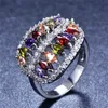 Nya ankomst Mystery Stones Rainbow Ring Female Big CZ Stone Ring Fashion 925 Silver Bröllopsförlovningsringar för kvinnor