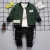 2019 new style SpringAutumn Tuta intera con colletto tondo in cotone con zip manica lunga e pantaloni tre pezzi per bambini e bambine