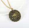 Movie Jewelry Pirates Necklace Vintage Bronze Silver Designer Skull Coin Pendant Necklace Men Gift Souvenirs Party Friendship Gift3081242