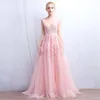 2019 Vestidos De Novia A Line Sexy Deep-V Back Bead Lace Long Tulle Wedding Dresses Backless Ribbon Colorful Blush Pink Bridal Gowns 1197