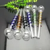 Coloured pan-glass direct-fired pot with large bubbles Wholesale Bongs Burner Water Pipes Glass Pipe Oil Rigs Smoking