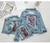 Girls Denim Jacket Coats Children Clothing Autumn Baby Girl Clothes Sequins Holes Hot Fix Rhinestones Outerwear Tops Jean Jackets for Kids