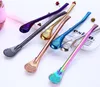 Stainless Steel Stirrer Drinking Straw Mixing Coffee Spoon Straws Tableware Kitchen Dining Barware Rose Gold Rainbow Drop Shipping
