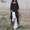 Top Fashion Celmia 2019 Summer Women Blouse Half Sleeve Casual Loose Asymmetric Tunika Skjortor Plus Storlek Lång Blusas Femininas 5xl1