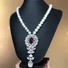 Perle d'eau douce naturelle à la mode 8-9mm rouge bleu zircon micro accessoires incrustés pendentif collier long 45cm