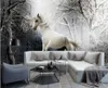 3d landschap behang sneeuw wallpapers Andscape zwart en wit kunst paard wallpapers achtergrond