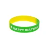 100pcs 생일 축하 실리콘 고무 팔찌 청소년 크기 세그먼트 컬러 새겨진 로고