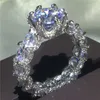 Choucong Única Flor Anel 925 sterling Silver Prong set 3ct 5A Zircão cz Anéis Da Banda De Casamento De Noivado Para As Mulheres Jóias