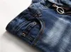 Jeans denim da uomo dritti skinny di grandi dimensioni con foro consumato per tutte le stagioni pantaloni alla moda stile casual