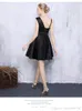 2023 New Simple Burgundy Strapless Cocktail Dresses Short Formal Party Dresses Black Mini Satin Prom Party Gowns 317