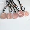 10pcs naturale forma irregolare pietra preziosa rosa quarzo guarigione di cristallo ciondolo in pietra originale sulla collana di gioielli corda regolabile per le donne degli uomini