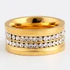 2019 Novo personalizado Titanium aço inoxidável ouro prata diamante faixa de anel de mulher personalizada 2 fila Rhinestone amantes presentes por atacado