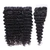 Brazilian Wave Wave Hair 3 Pacotes com 4 * 4 Lace Fechamento Natural Color Double Wew No Shedding Tecelagem