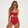 2020 Sexy One Piece Swimsuit Kobiety Off Ramię Swimweear Push Up Monokini Hollow Out Polka Dot Kitnitur Kąpielowy Lato Beach Wear Swimming Suit