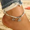 Bohemian alloy animal foot ornament elephant sun multi-layer leather rope square beads chain anklet female beach Hawaiian anklet