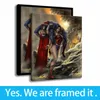 Poster Art Decor Wonder Woman Carrying Batman and Superman Print Canvas Painting - Ready To Hang - Framed