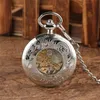 Klasyczny antyczny luksusowy złoty/srebrny zegarek kieszonkowy szkielet ręcznie nakręcany zegarki mechaniczne mężczyzna kobiet zegar FOB łańcuszek z wisiorem prezent