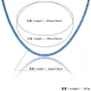 رجال حمراء وزرقاء زركون زركون سلسلة التنس قلادة بلينغ تشيك ستون ستون 18K أبيض الذهب مطلي بالهيب هوب المد والجزر 0.16 بوصة الملحقات مجوهرات الراب هدية للبيع