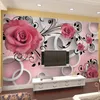 Foto tapet 3D Stereo Relief Flower Circle Modern Simple Mural Matsal vardagsrum SOFA TV Backdrop Wall Papel de Parede