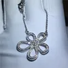 Klassieke bloemvorm hanger met ketting 925 Sterling zilver 5A zirkoon CZ Engagement bruiloft hangers voor vrouwen cadeau