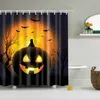 Halloween Pumpkin Light Witch Terror Polyester duschgardiner Högkvalitativ tvättbar baddekor Ny färgglada miljövänliga C18112209712208