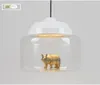 Lampade a sospensione moderne a LED in vetro Luci Illuminazione a lampadario nordico Lampade a sospensione per animali minimalisti postmoderni Lampade a sospensione per sala da pranzo