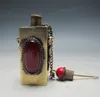 Chinese Handwork Titel Silver Inlay Gemstone Snuff Bottles