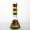 Colorful Glass Beaker Bong Hookahs Conical Bottom Four Perc Filters Bongs Pink Color Glass Water Pipe 12 Inches 18mm Female Joint