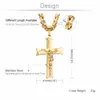 Collier avec pendentif croix de jésus en acier inoxydable, couleur or, lien de 6mm, chaîne byzantine, Long et lourd, bijoux pour hommes, MN68