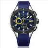 Hot Selling Mode Bedrijf Drie-Oog Zes-Naald Multifunctionele Timing Movement Silicag Gel Quartz Mannelijke Horloge 2053 Groothandel