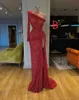 Superbes robes de soirée sirène rouge à manches longues 2019 élégante robe de bal sexy paillettes robes de soirée formelles robe de soirée Abendkl291E