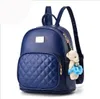 Designer-Diamond Lattice para mujer mochilas pequeñas mini oso adorno bolso ovalado mochila Japón y mochilas de cuero de estilo coreano para niñas