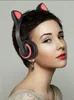 Cat Ear Headphones 7-Color Flashing Glowing Headset Earphone Bluetooth Headphone For Girls Kids Gaming Rabbit Deer Devil Ear Headband