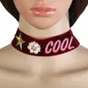 Großhandel - Mode-Luxus-Designer übertriebene Stickerei Rose Diamant Perle süße Stern Frau Samt Halsband Aussage Halskette