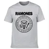 Mode-vintage zeefdruk Ramones Retro Logo Amerikaanse Punk Rock Band Muziek Tour Biker T-shirt Mannen Katoenen Tees Tops